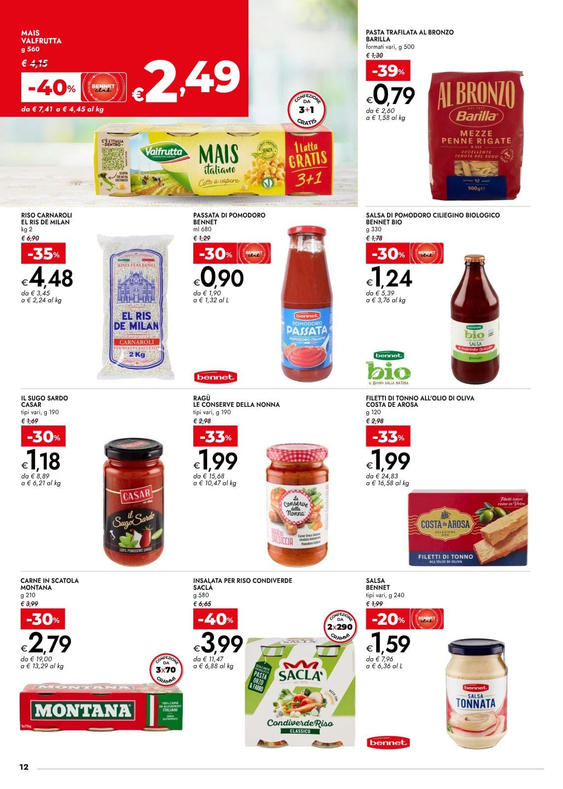 Pagina 12. del volantino Bennet - Tutto A € 1,2,3,5 dal 14/07/2026