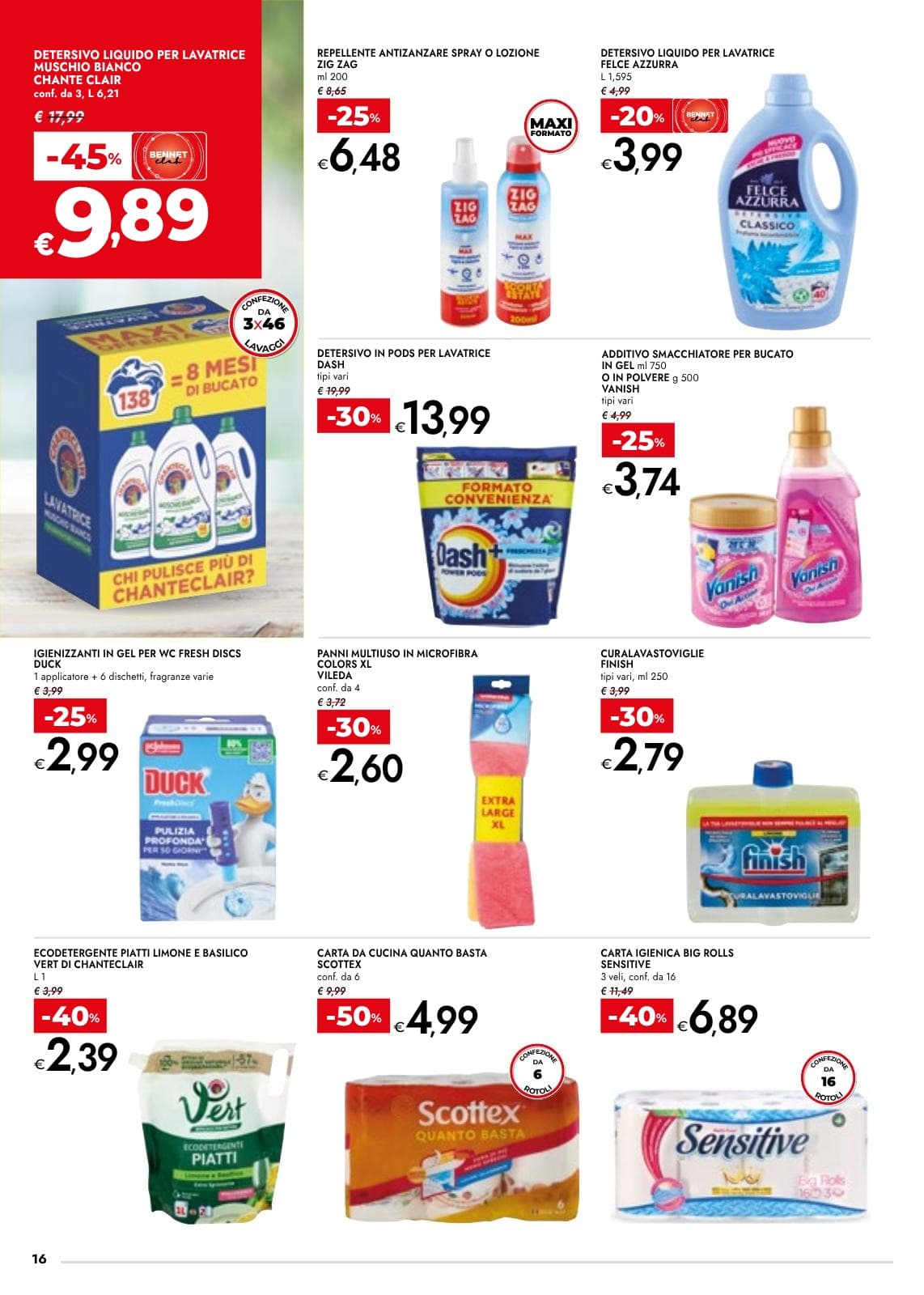 Pagina 16. del volantino Bennet - Tutto A € 1,2,3,5 dal 14/07/2026