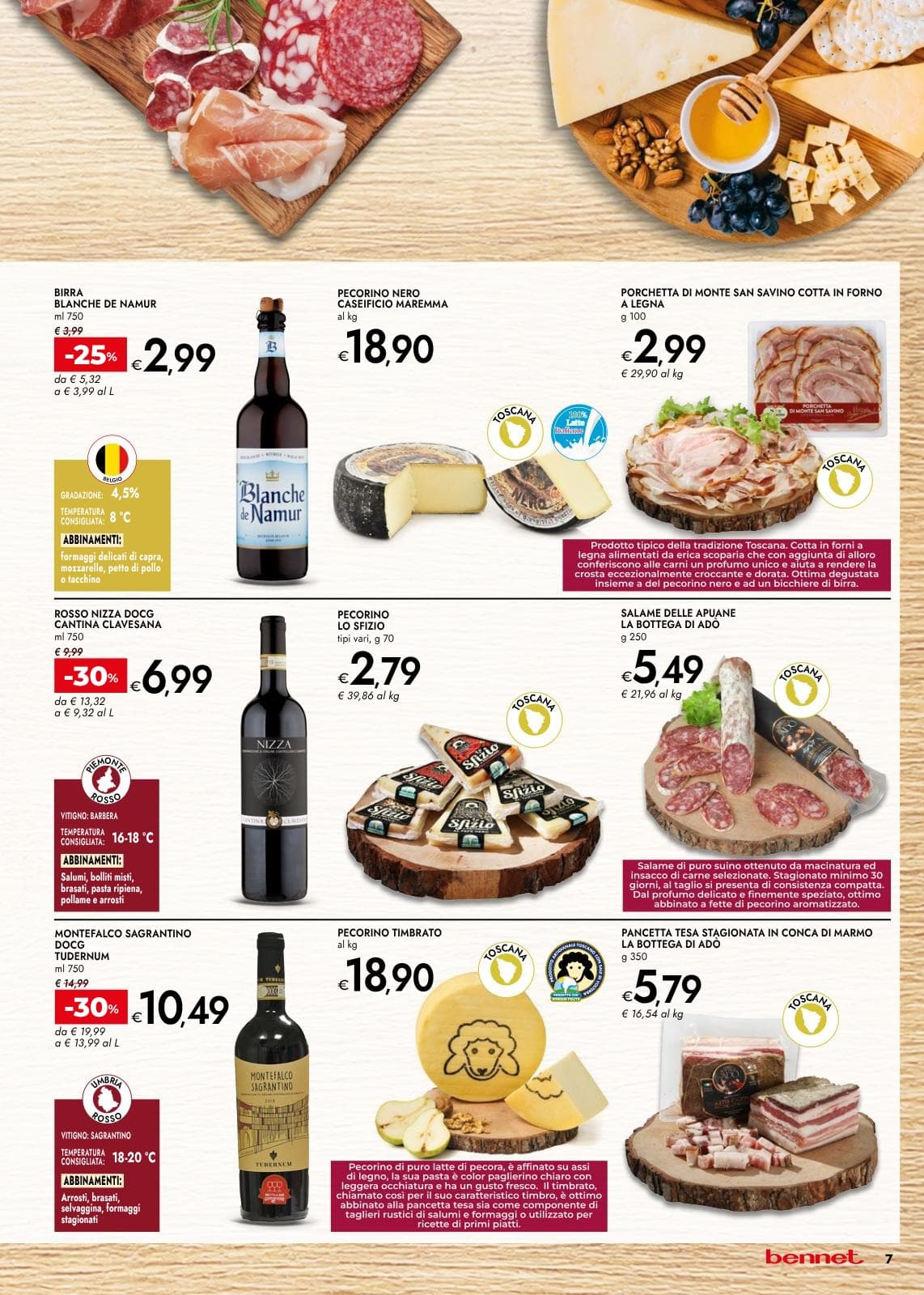 Pagina 7. del volantino Bennet - Vini Salumi Formaggi + Dispensa