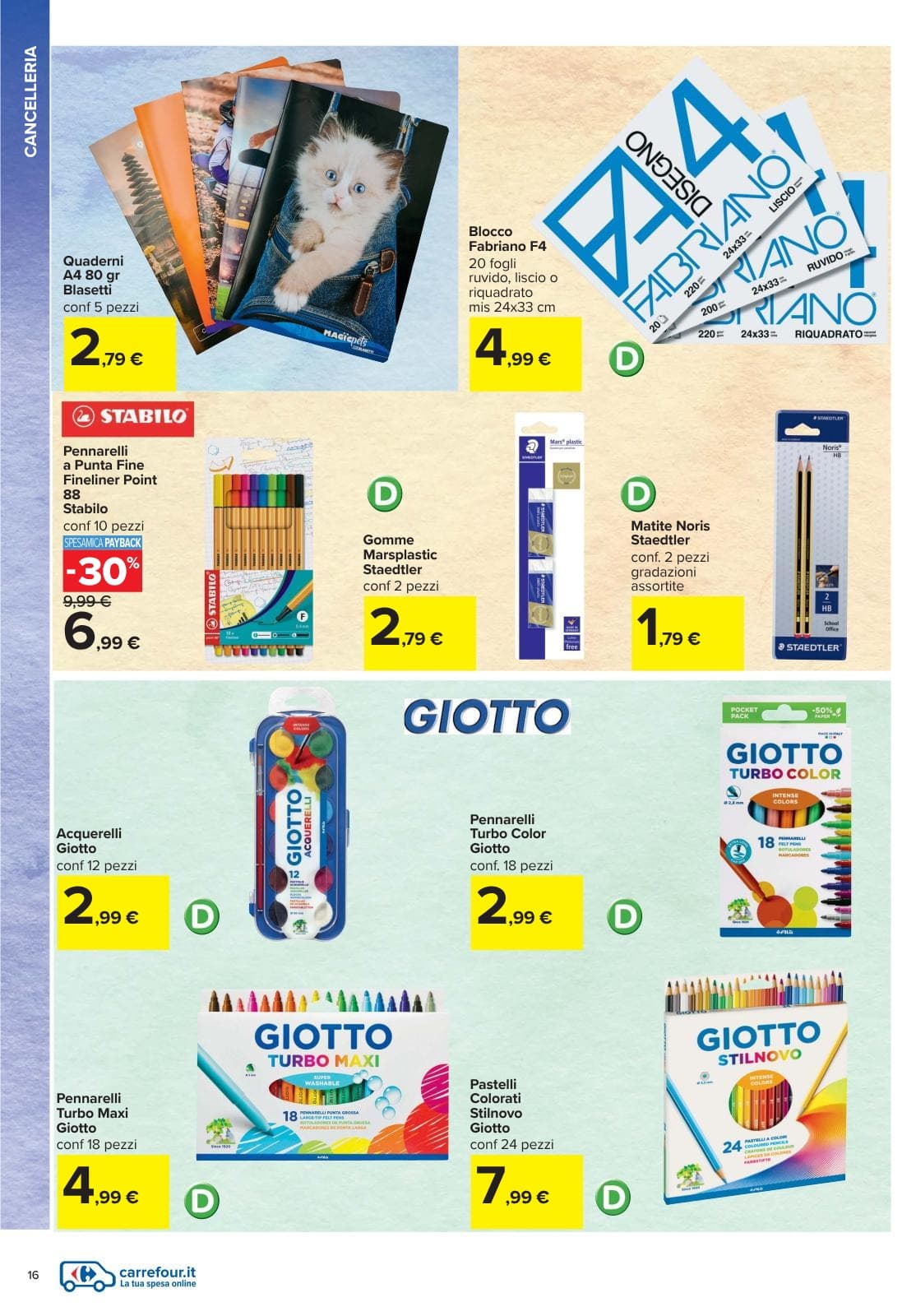 Pagina 16. del volantino Carrefour - Catalogo Scuola dal 28/07/2026