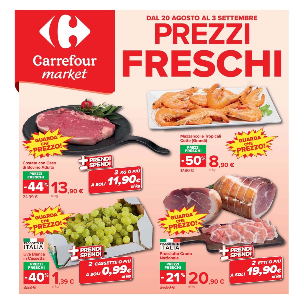 Pagina 1. del volantino Carrefour - Prezzi Freschi (market) dal 23/08/2026