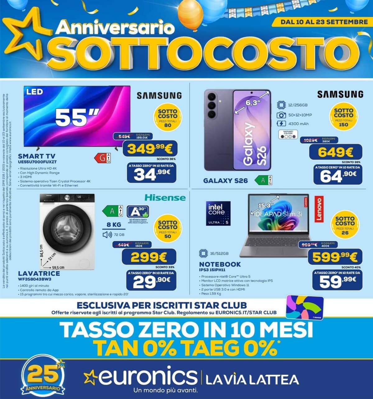 Euronics katalog Anniversario Sottocosto (Lavia Latella), 10/09/2026 – 23/09/2026