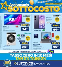 Pagina 1 del volantino Euronics Anniversario Sottocosto (Lavia Latella)