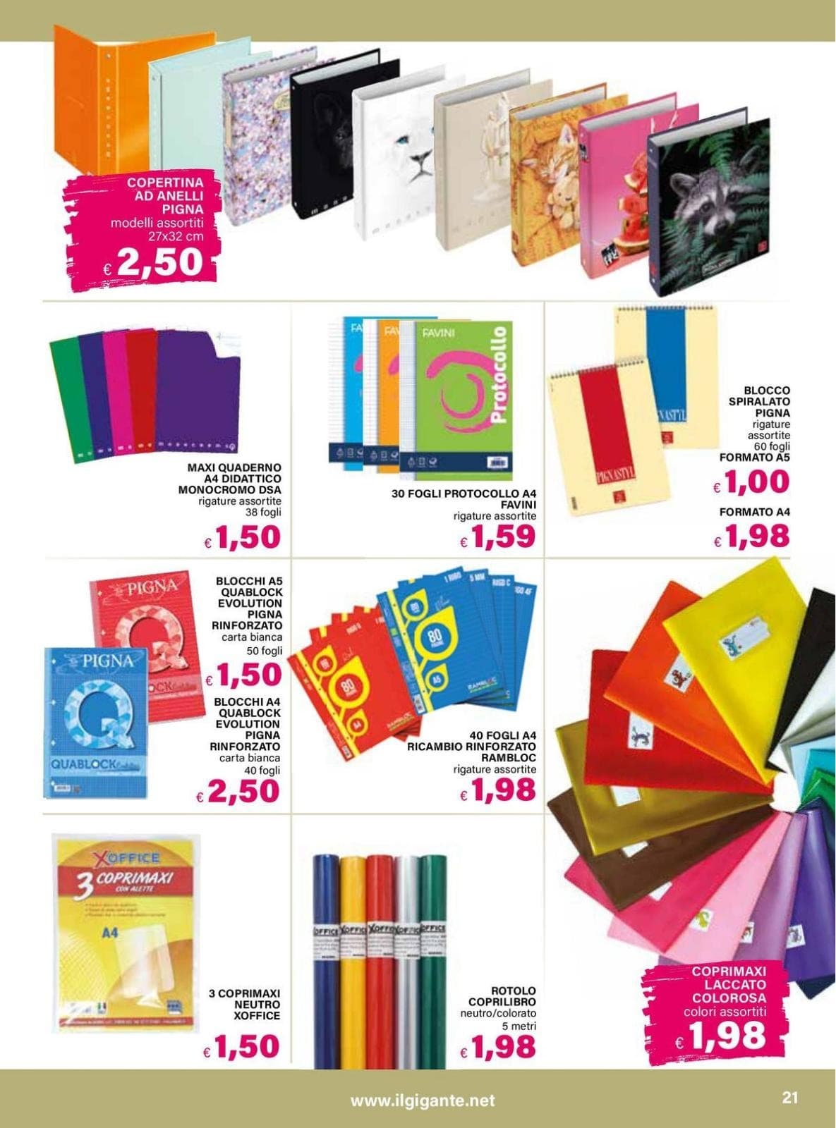 Pagina 21. del volantino Il Gigante - Catalogo Scuola