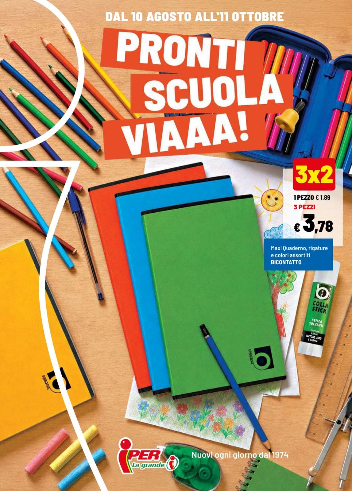 Pagina 1. del volantino Iper La grande i - PRONTI, SCUOLA, VIA! dal 23/08/2026