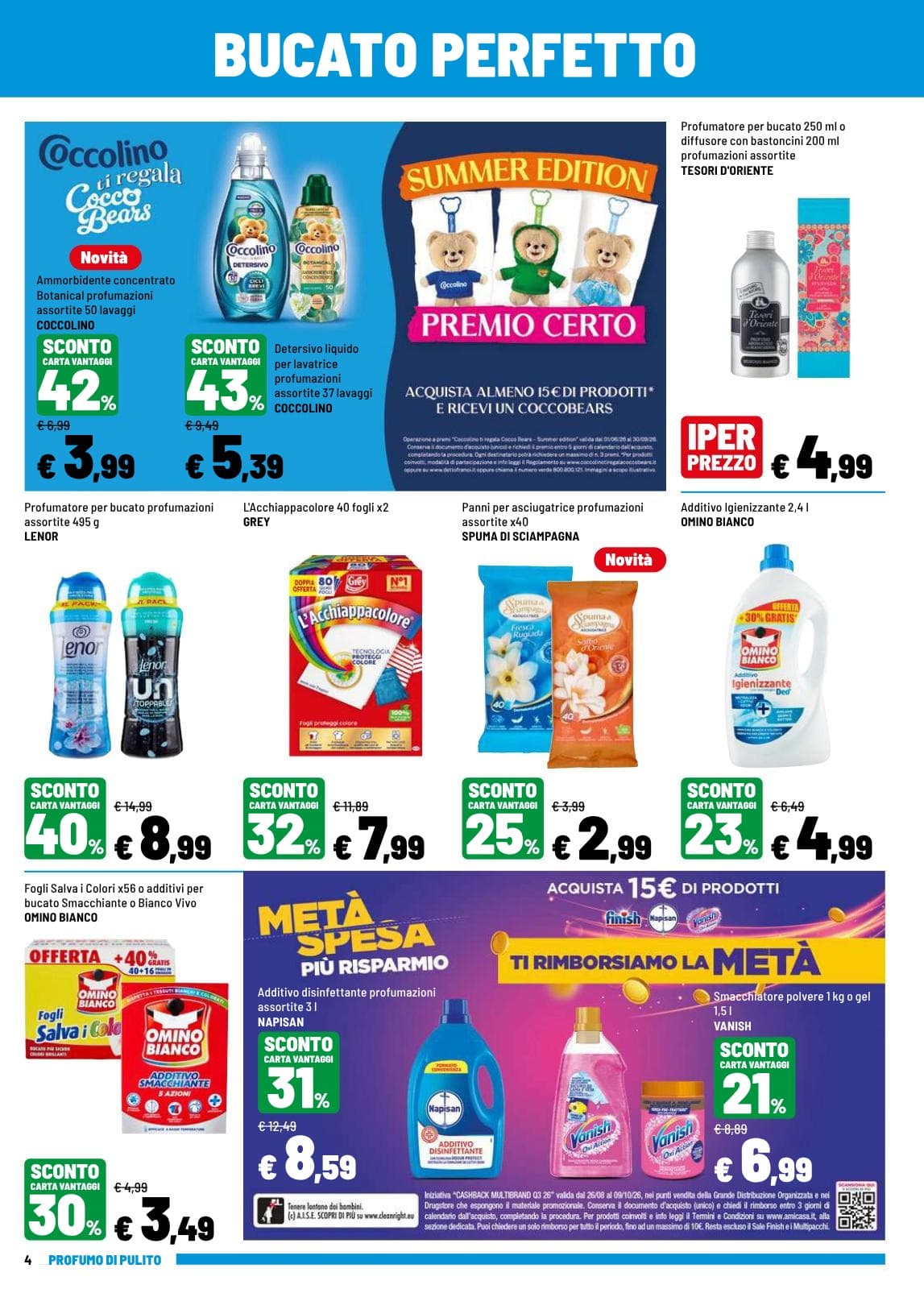 Pagina 4. del volantino Iper La grande i - PROFUMO DI PULITO
