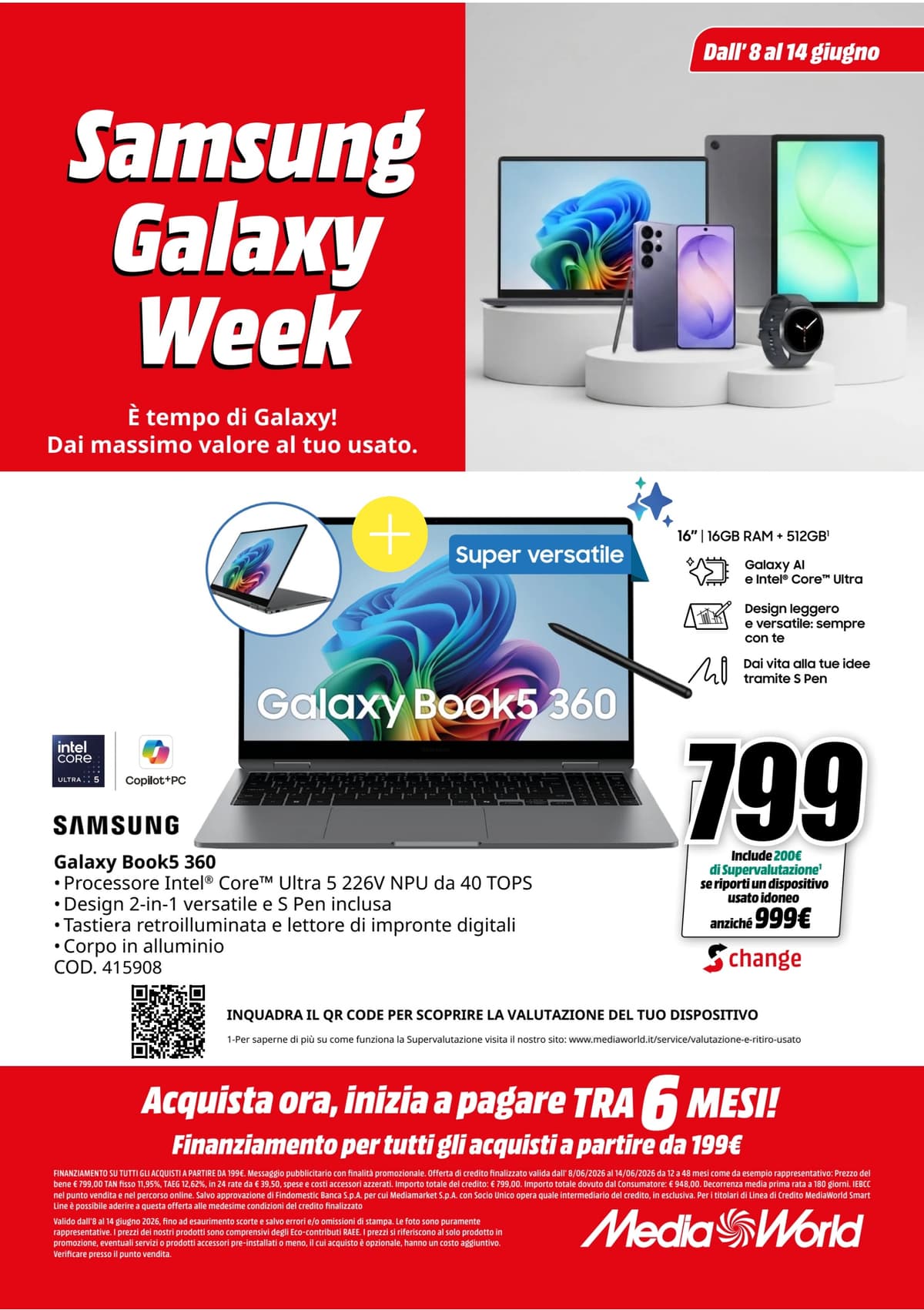 Pagina 2. del volantino MediaWorld - Samsung Galaxy Week dal 13/06/2026