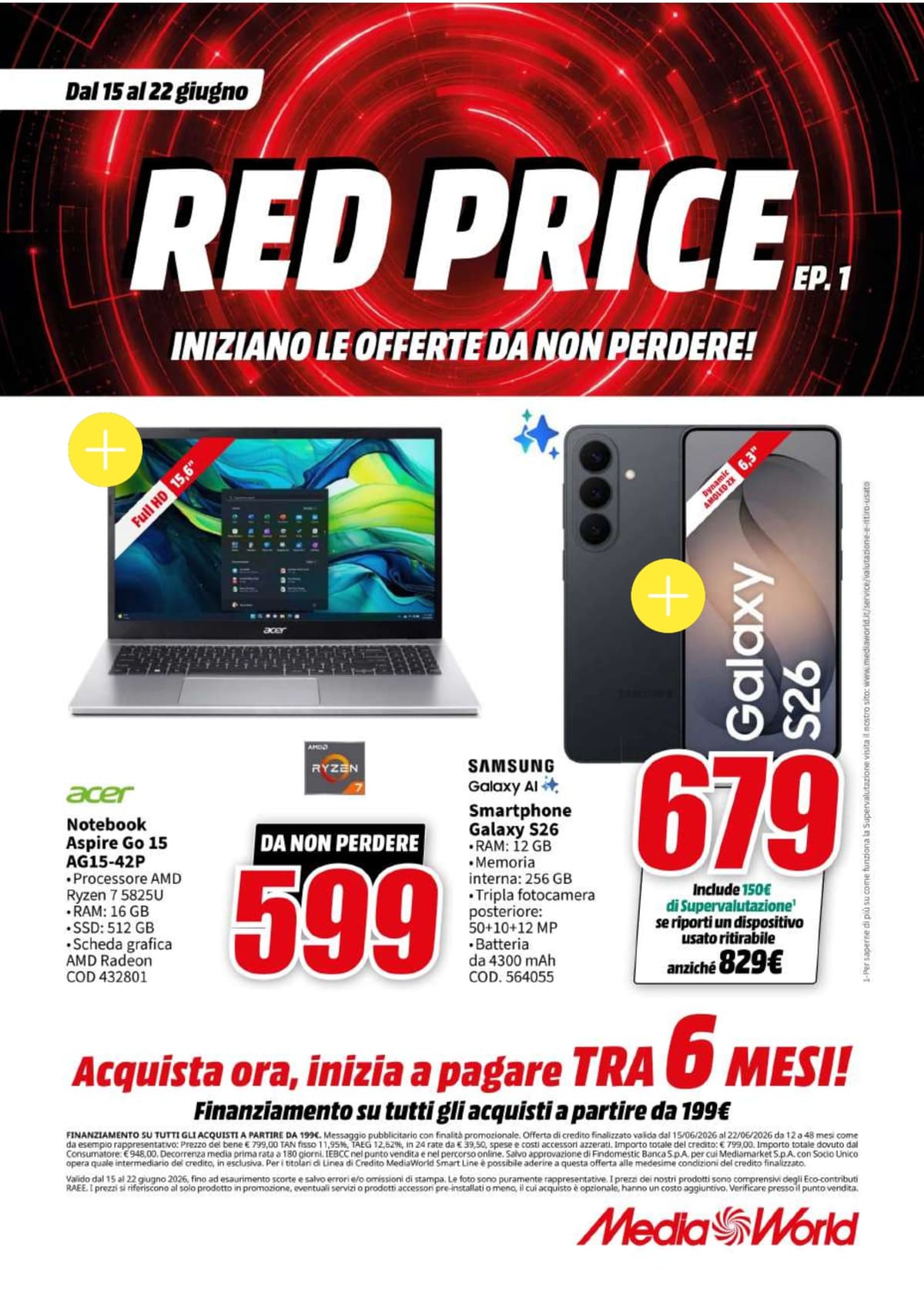 Pagina 1. del volantino MediaWorld - Red Price dal 15/06/2026