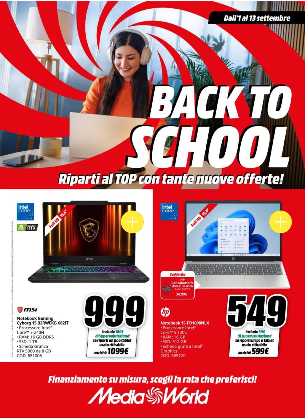 Copertina del volantino MediaWorld Back To School