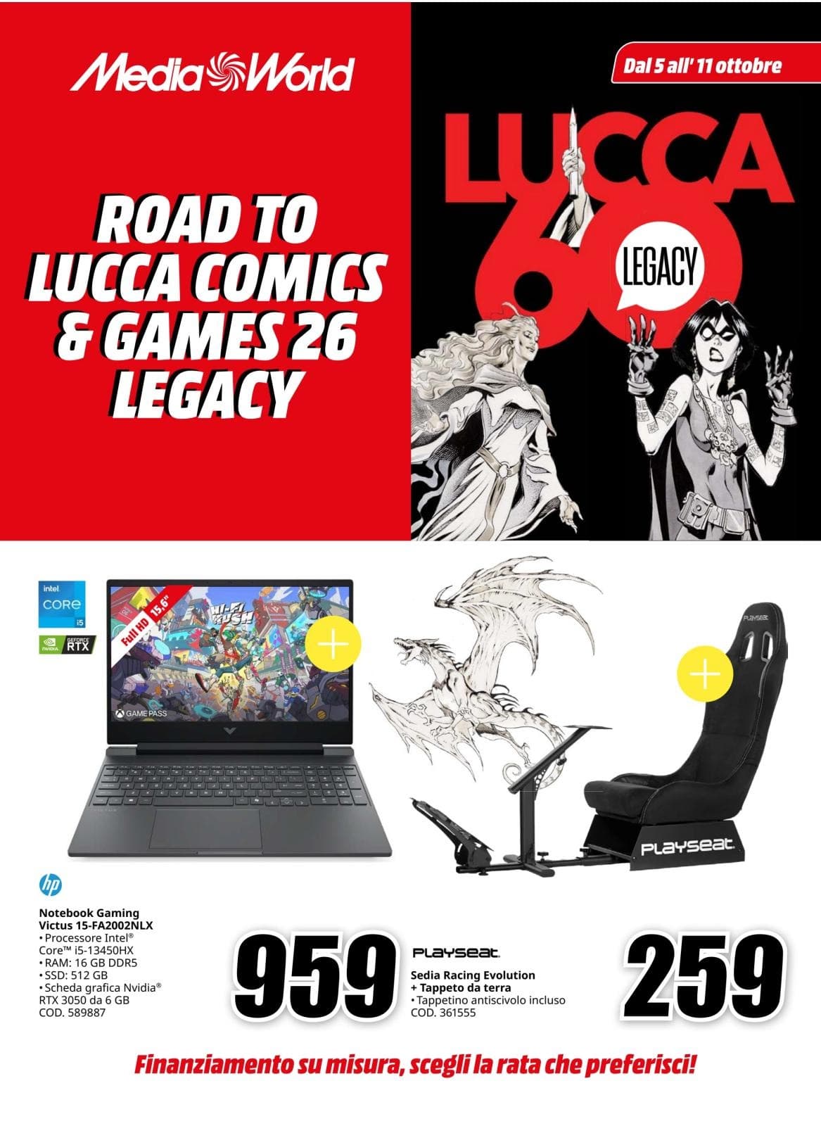 Copertina del volantino MediaWorld Road To Lucca Comics