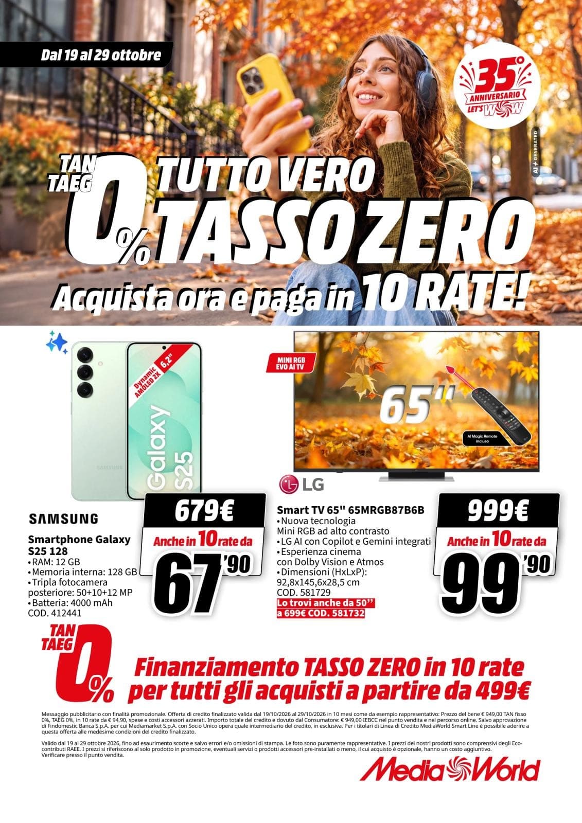 Copertina del volantino MediaWorld TUTTO VERO TASSO ZERO