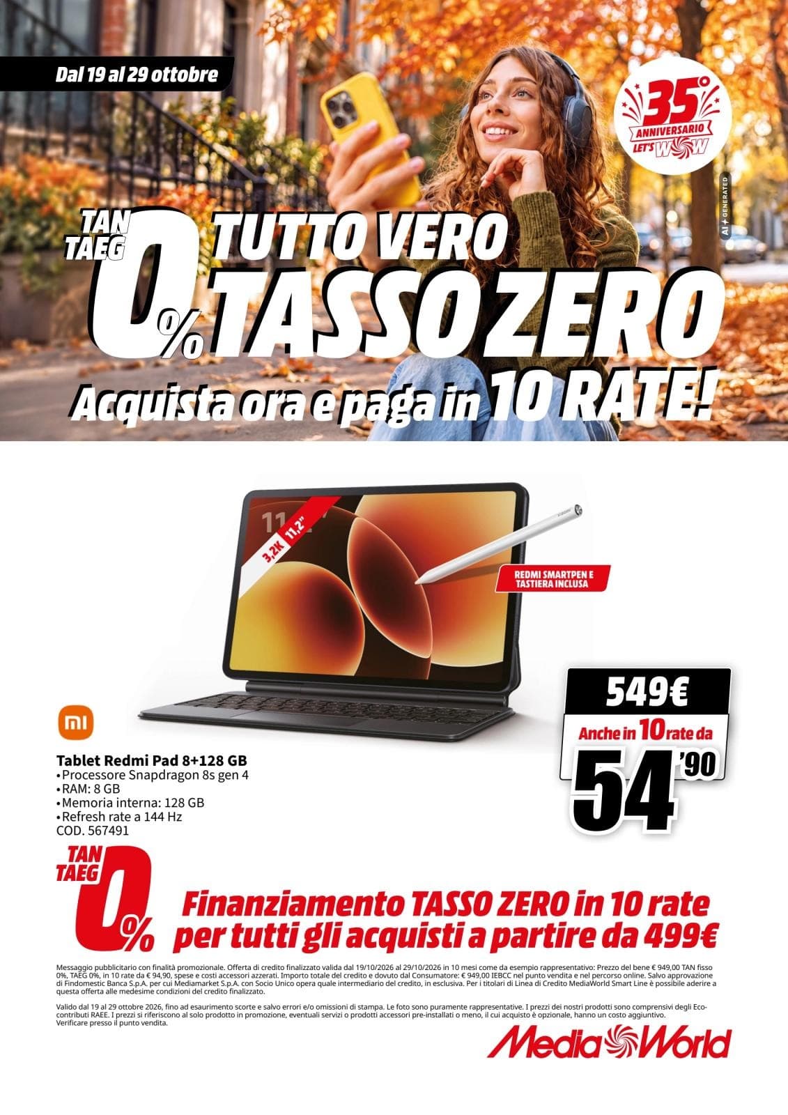 MediaWorld katalog TUTTO VERO TASSO ZERO, 19/10/2026 – 29/10/2026