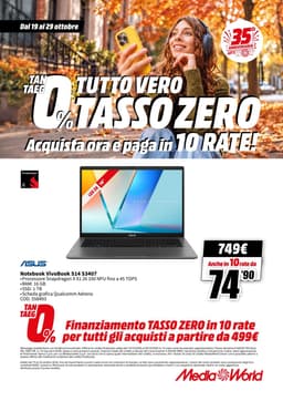 Pagina 22 del volantino MediaWorld TUTTO VERO TASSO ZERO