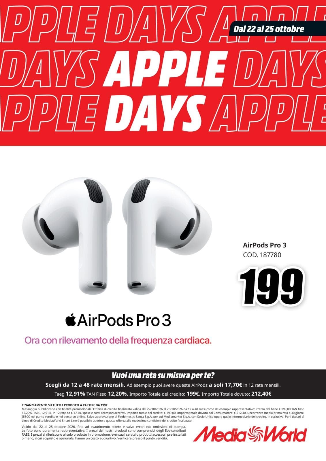 Copertina del volantino MediaWorld Apple Days 