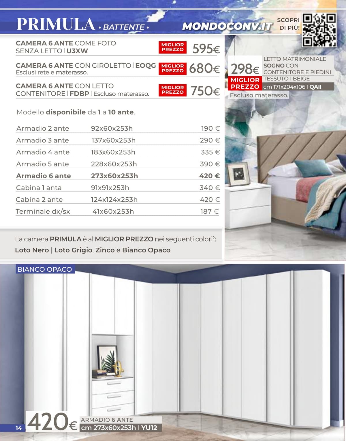 Pagina 14. del volantino Mondo Convenienza - Speciale Camere