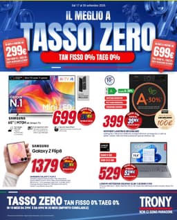 Pagina 1 del volantino Trony Il Meglio A Tasso Zero (Sardegna)