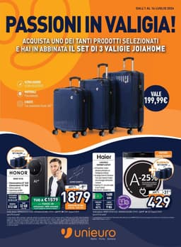 Pagina 1 del volantino Unieuro Passione In Valigia