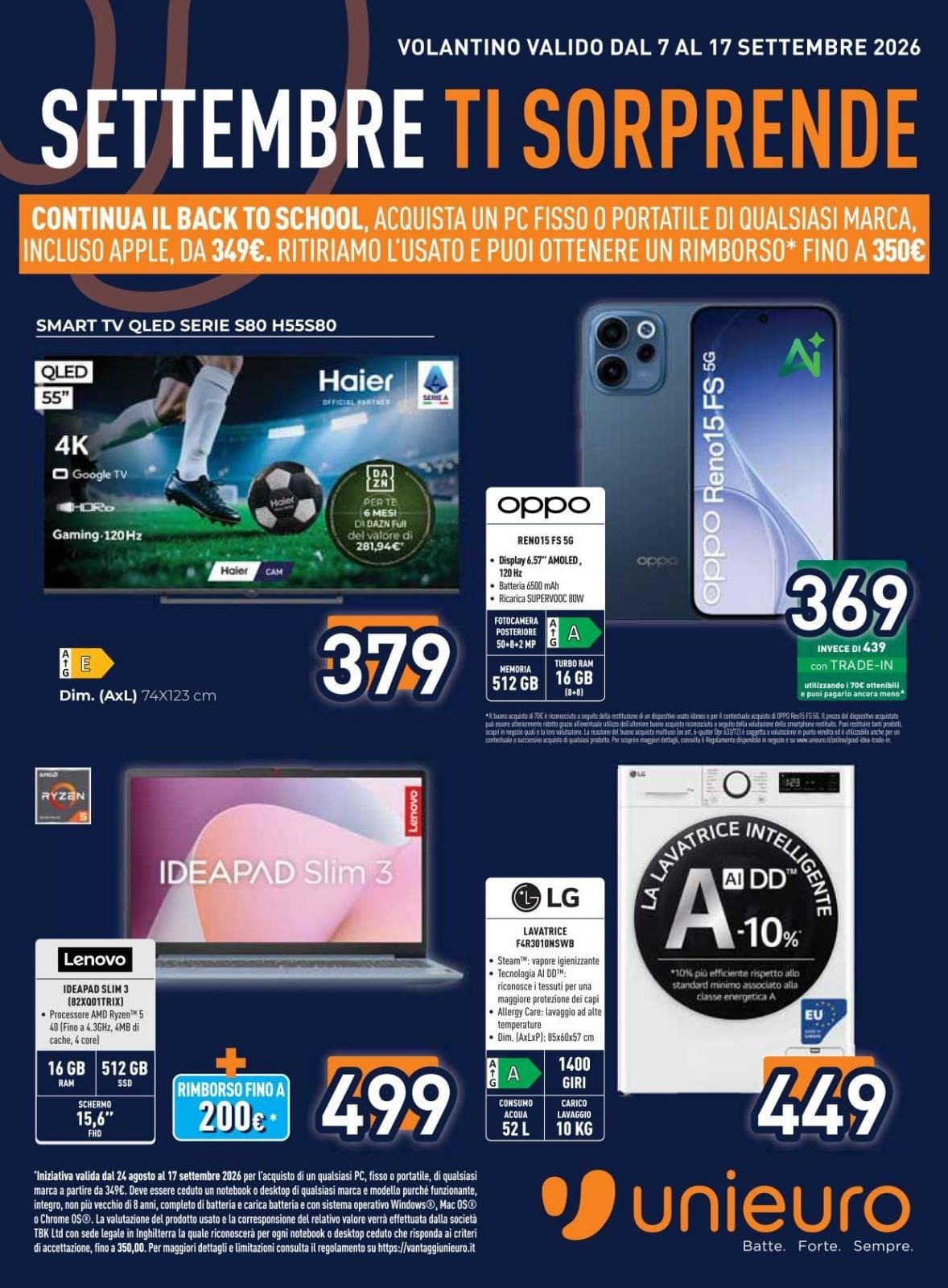 Unieuro katalog Settembre ti sorprende, 07/09/2026 – 17/09/2026