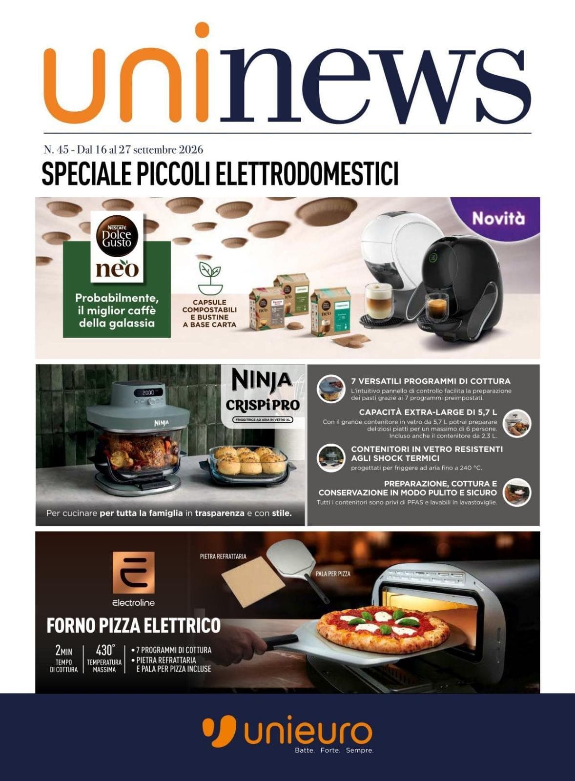 Copertina del volantino Unieuro Piccoli elettrodomestici