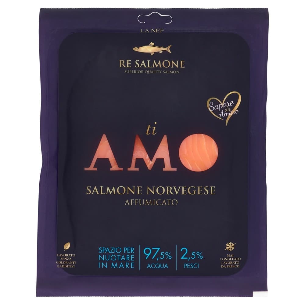 Salmone Norvegese affumicato ti Amo 90 g Re Salmone in offerta da Iper La grande i