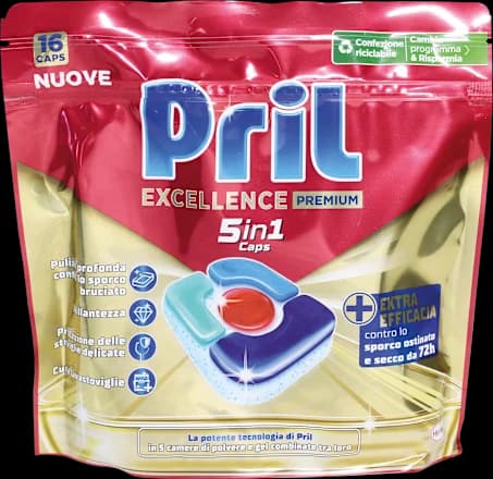 Pril excellence caps/tutto in 1 tabs 16 pz / 18 pz / 24 pz in offerta da Tigota