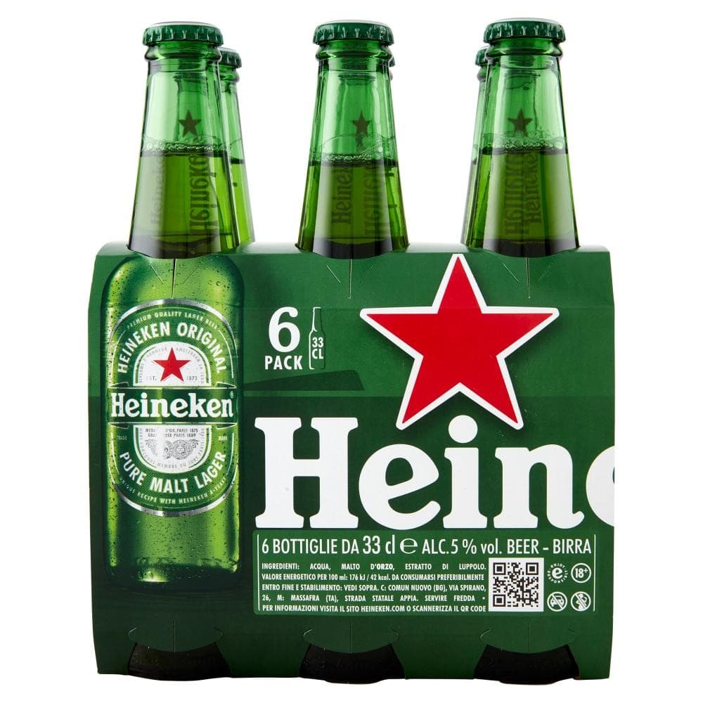 Birra lager original Heineken, 33 cl x6 – Iper La grande i