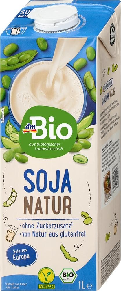 dmBio bevanda di soia al naturale senza glutine, 1l – Dm