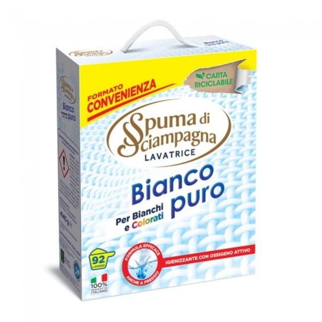 Spuma di Sciampagna Lavatrice in Polvere Bianco Puro, 92 misurini – Happy Casa