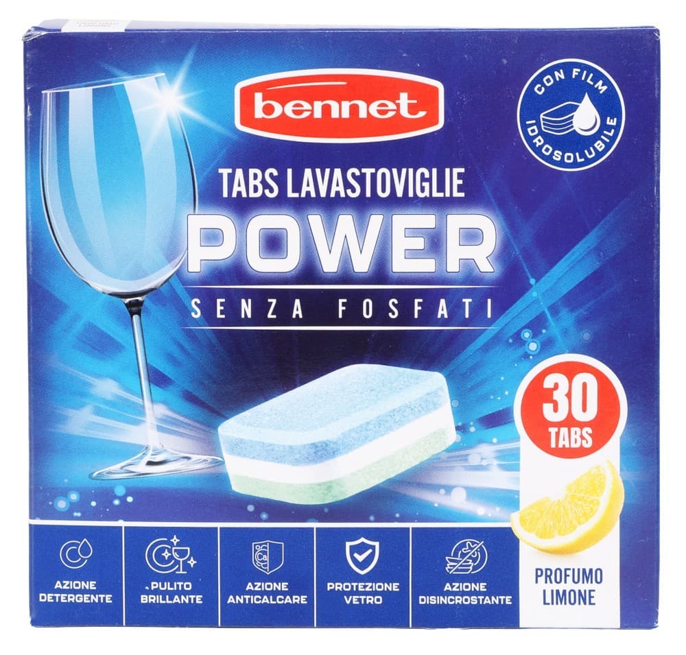 Detergente per lavastoviglie in tabs o caps Bennet, conf. da 30, conf. da 24 – Bennet