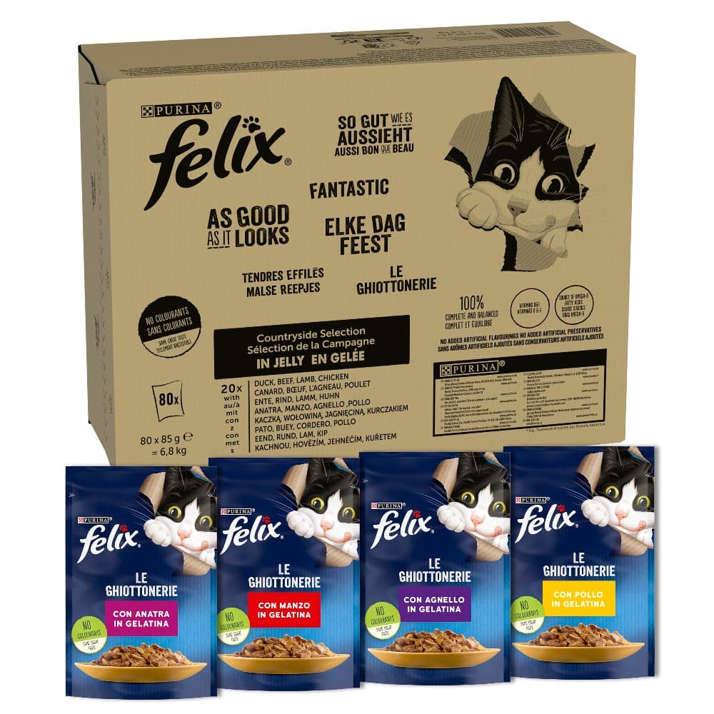 Felix cibo umido per gatti "Le Ghiottonerie", 85 g x 4 – Panorama
