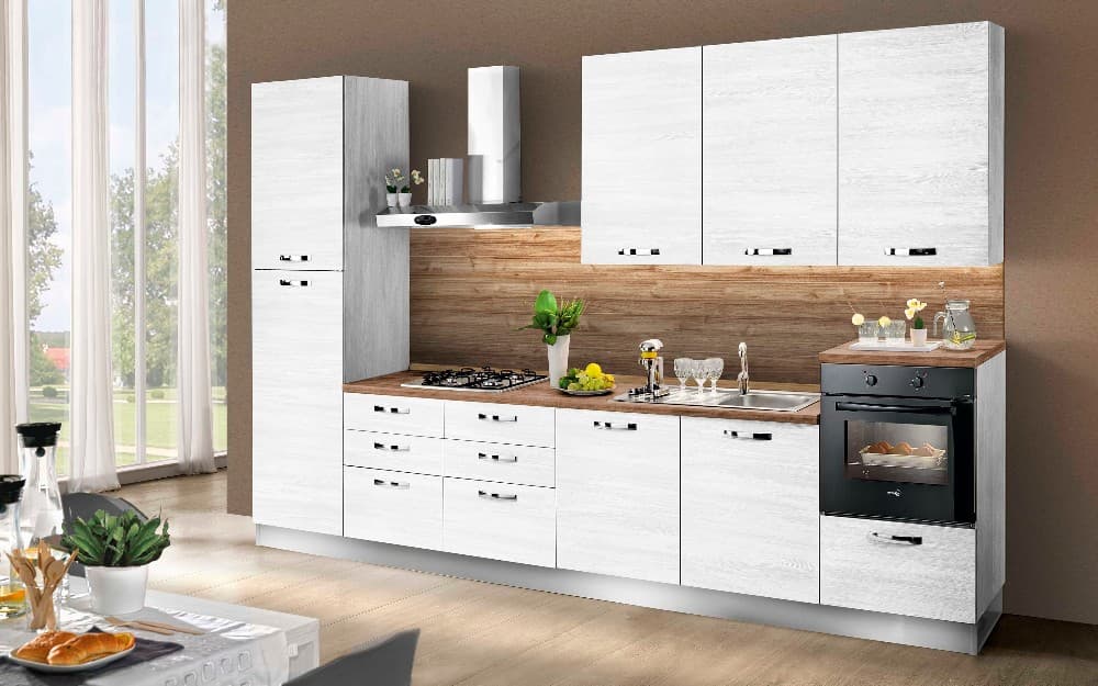 Cucina Stella 360 Bianco Neve, 360x60x240h cm – Mondo Convenienza