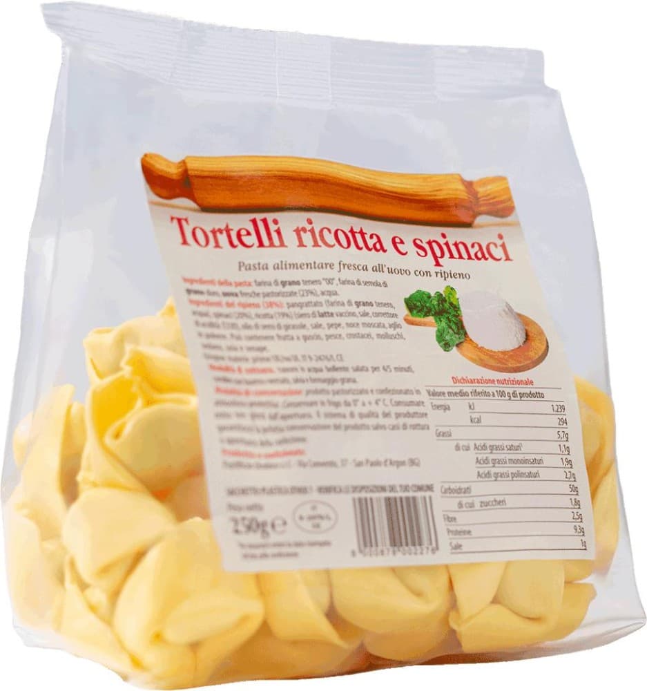 Pasta Fresca I Genuini Pastificio Orobico Quadrucci o Tortelloni Ricotta e Spinaci, 250 g – Carrefour
