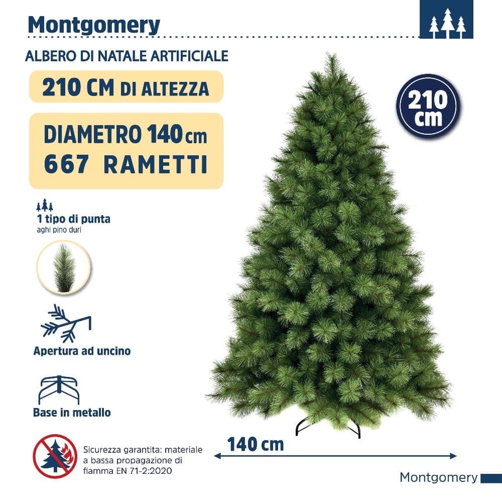 Albero di Natale artificiale Montgomery, H210x140 cm – Leroy Merlin