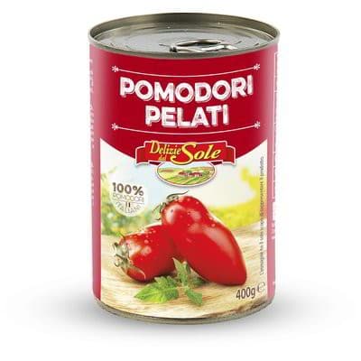 D'Sole pomodori pelati 400 g/ sgocc. 250 g in offerta da Eurospin