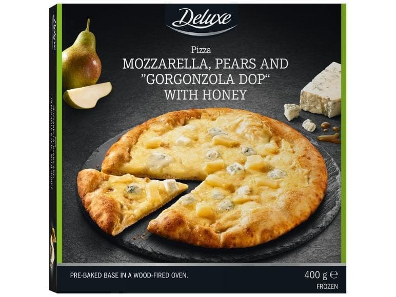 Deluxe pizza mozzarella, pere e Gorgonzola DOP con miele, 400 g – Lidl