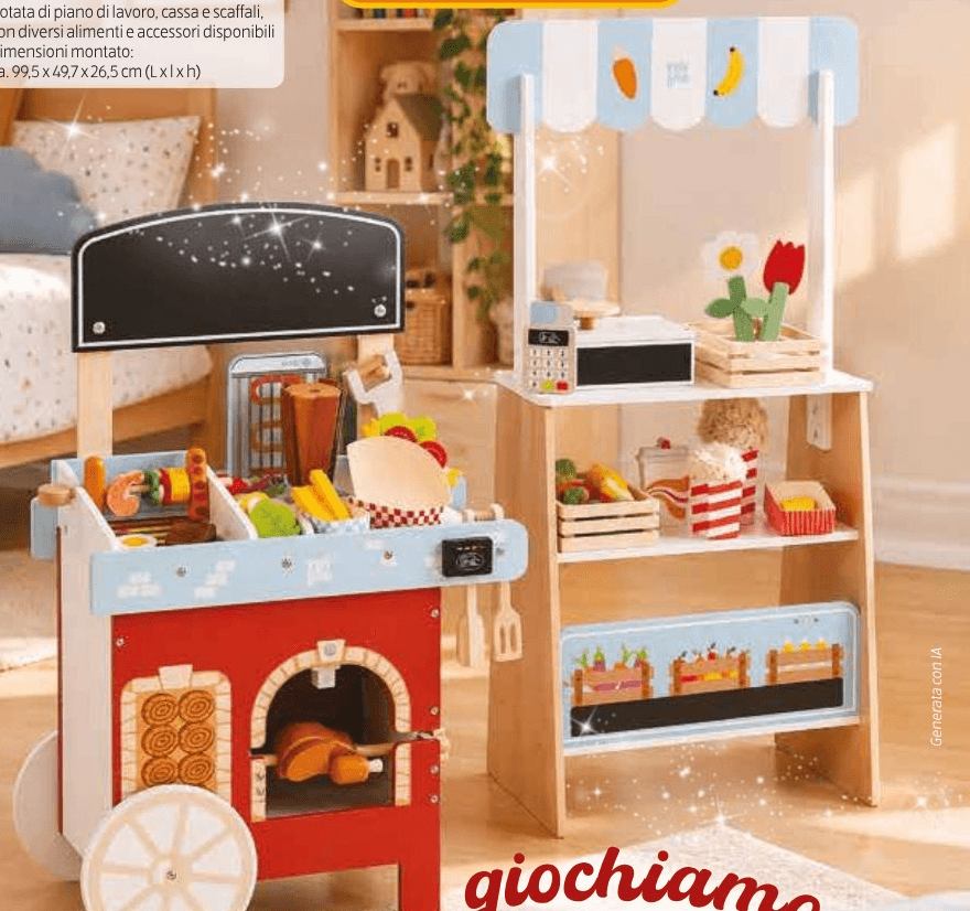 Toylino carretto/bancarella alimentare in legno – ALDI