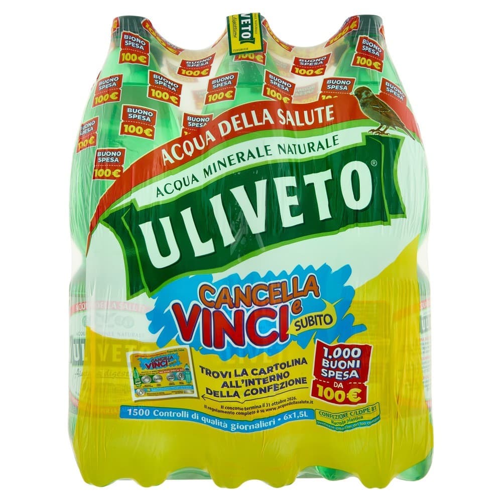 Acqua Effervescente Naturale Uliveto, conf 6 pezzi da 1,5 lt cad – Carrefour