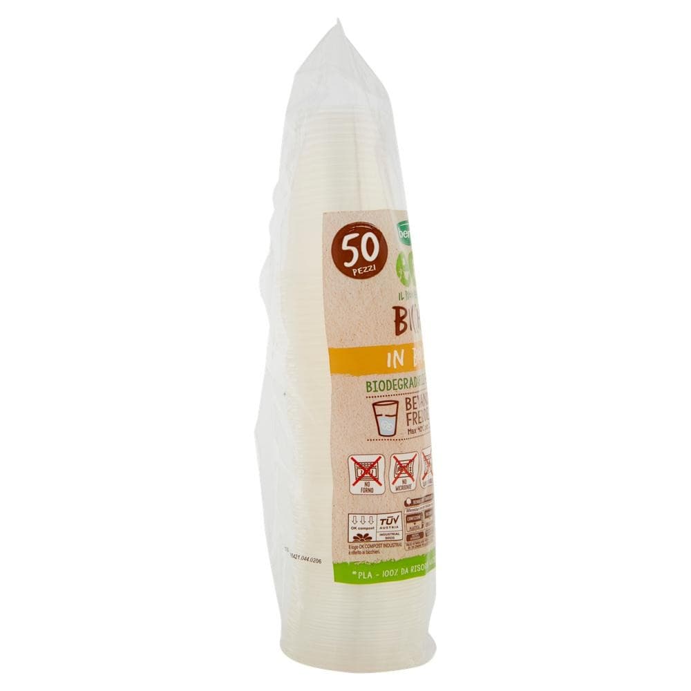 Bicchieri in bioplastica biodegradabili e compostabili Bennet Eco, conf. da 50 – Bennet