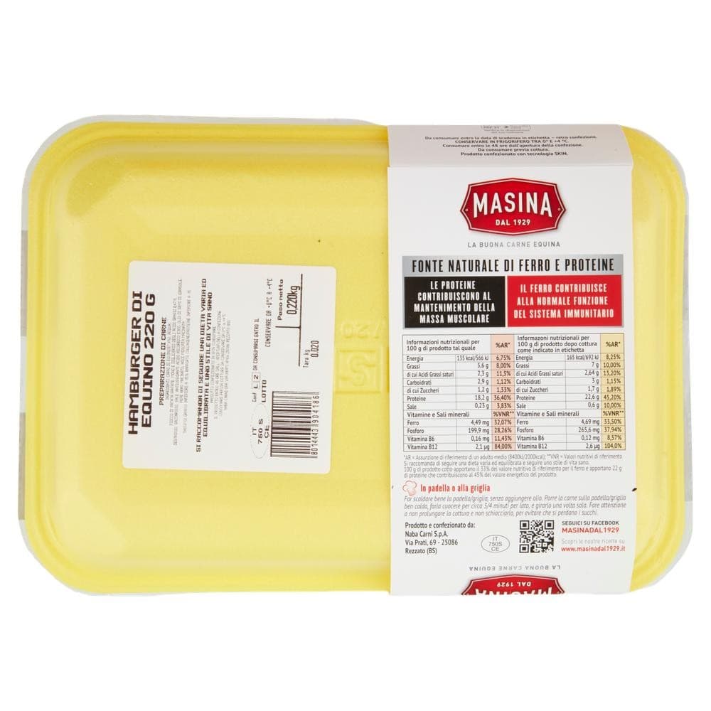 Hamburger di equino, 220 g NABA CARNI – Iper La grande i