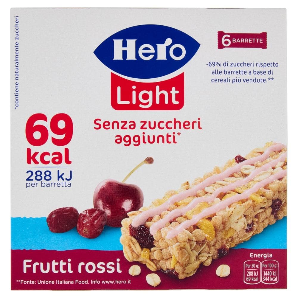 Barrette di cereali Senza Zuccheri Aggiunti, g 20 x 6 Hero Light – Panorama