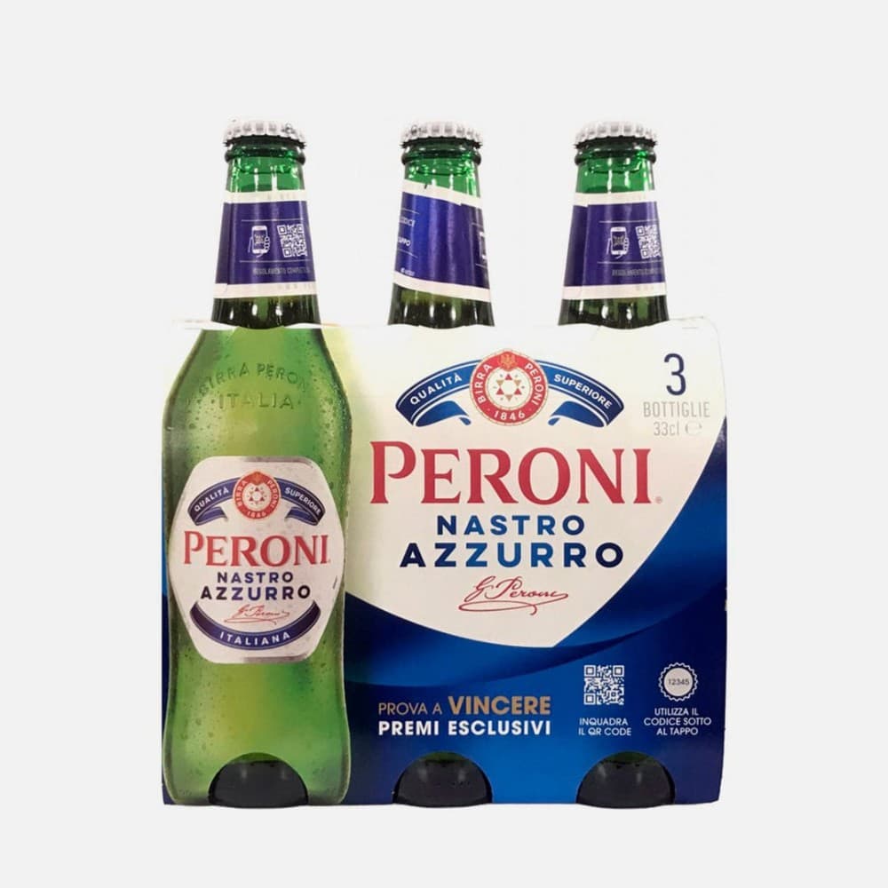 Birra Peroni Nastro Azzurro, 3 pezzi x 330 ml (990 ml total) – Carrefour