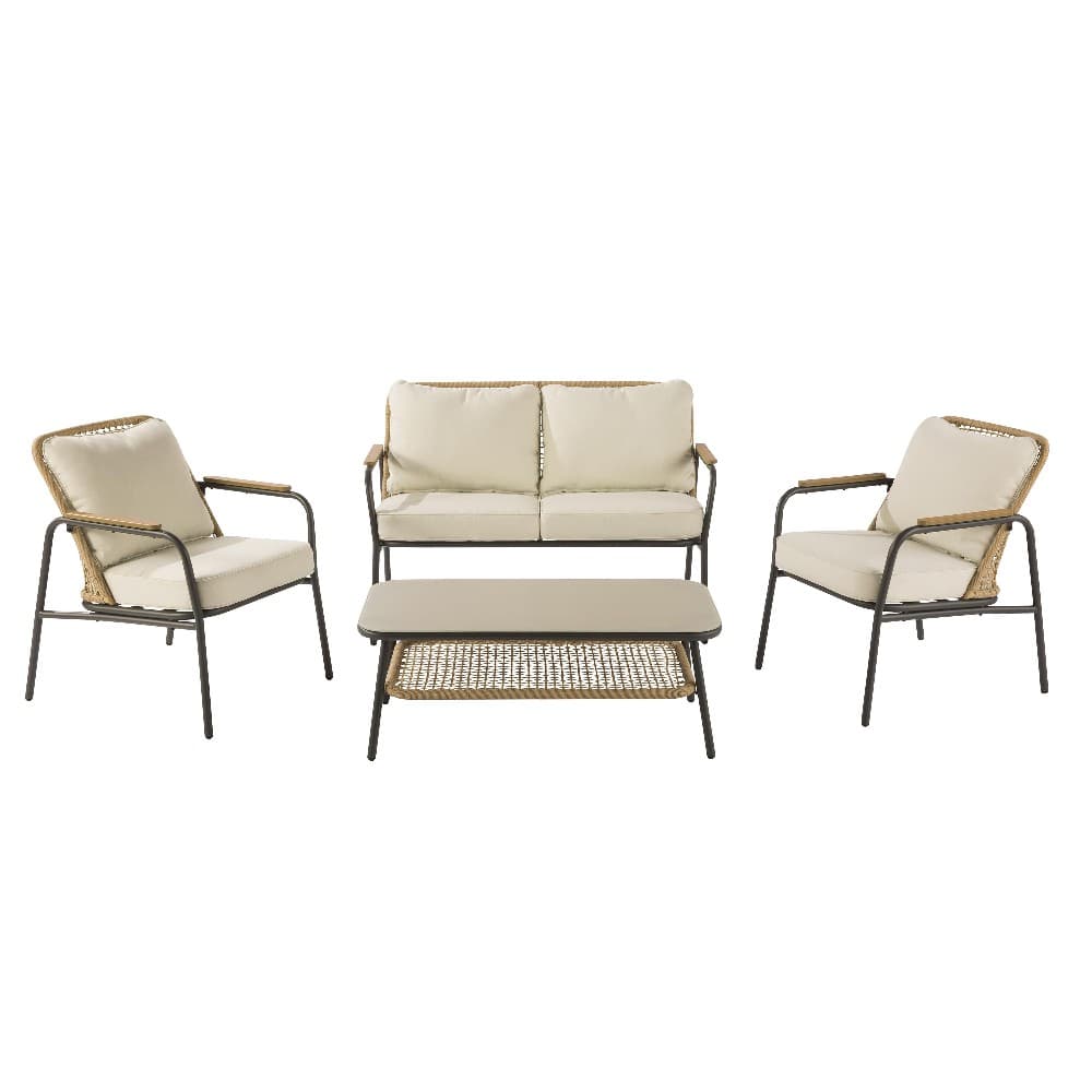 Salotto in acciaio e wicker Etos 4 posti Naterial in offerta da Leroy Merlin
