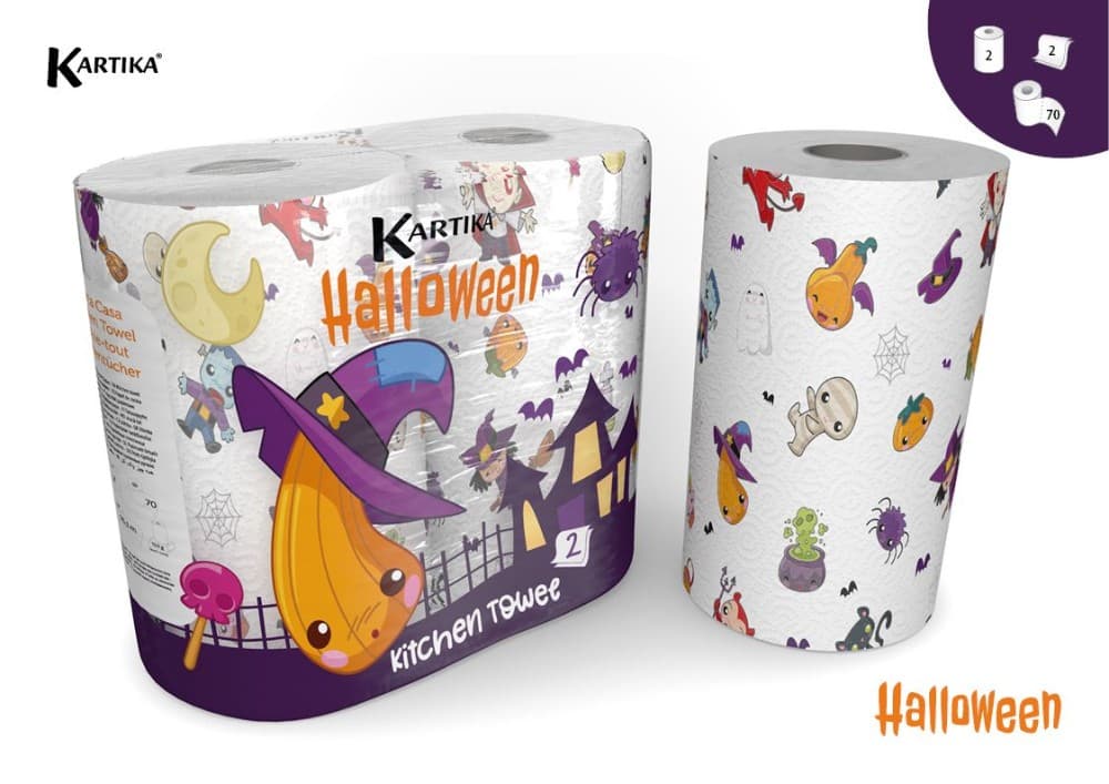 Kartika carta da cucina di Halloween, 2 rotoli, 3 veli, 180 strappi – Lidl