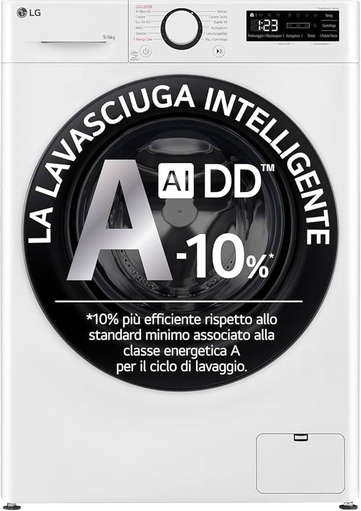 LG lavasciuga D4R3009NSWB, 9/6 kg – Unieuro