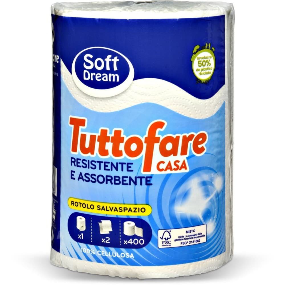 Rotolo Tuttofare Casa 2 veli, 400 strappi Soft Dream in offerta da Eurospin