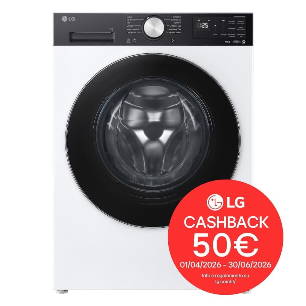LG lavatrice F4NX5009TKC, 9 kg – Comet