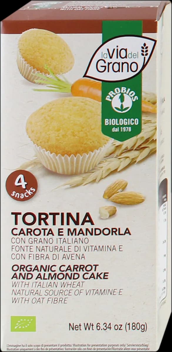 Probios tortina con carota e mandorla, 180 g – Dm