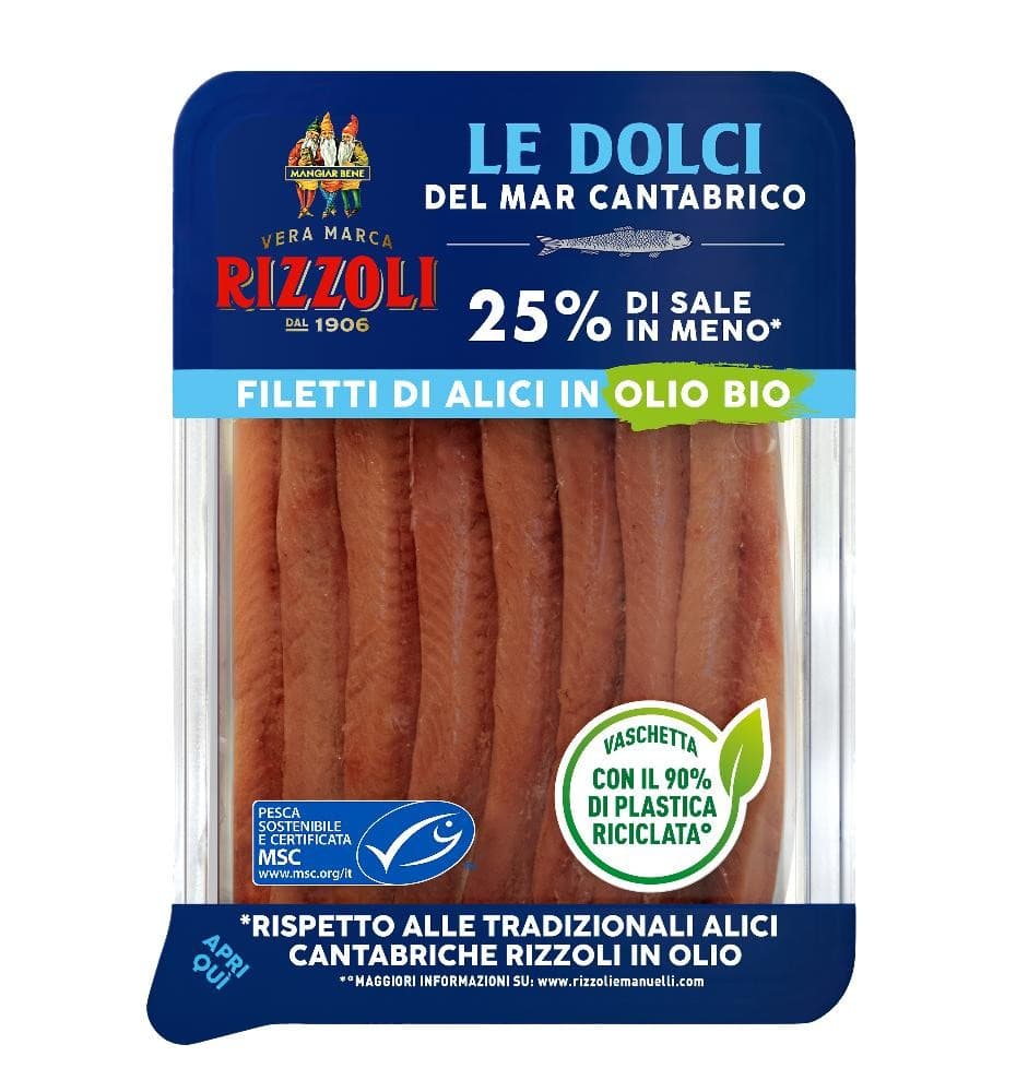 Filetti di alici in olio bio Le Dolci del Mar Cantabrico Rizzoli, 80 g – Bennet