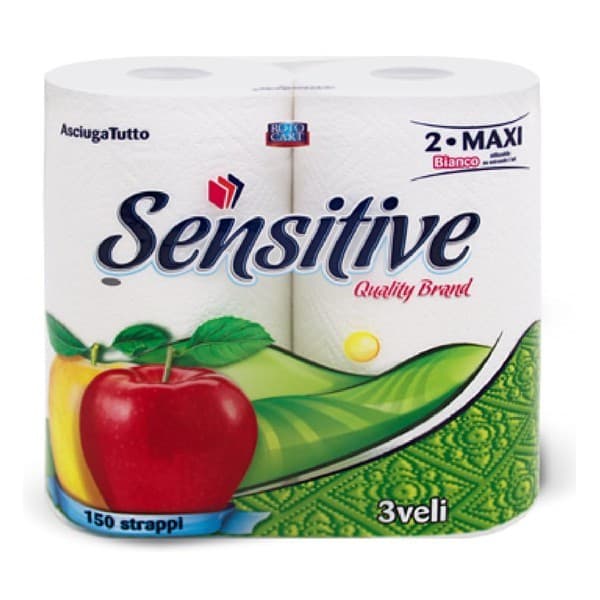 Asciugatutto cucina Sensitive, 2 rotoli, 3 veli – Bennet