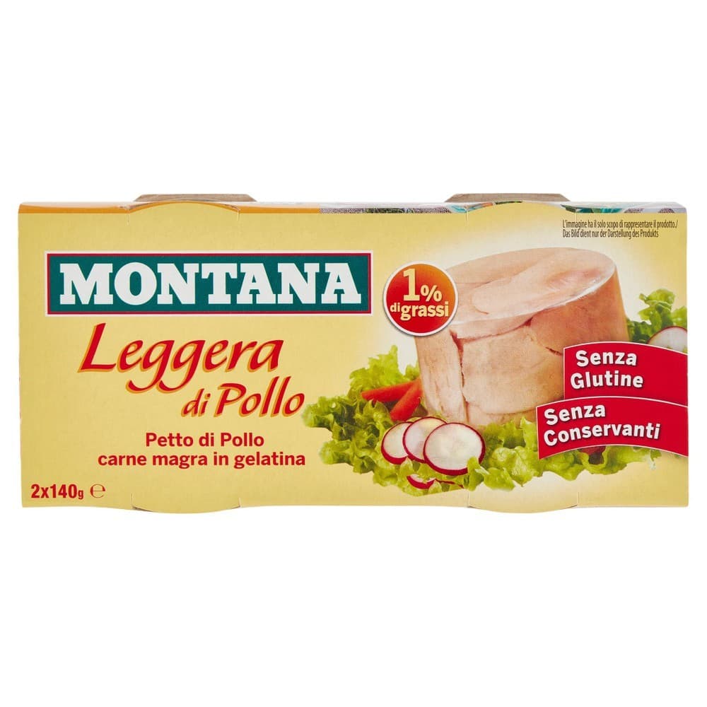 Carne in scatola leggera di pollo Montana, 280 g – Bennet
